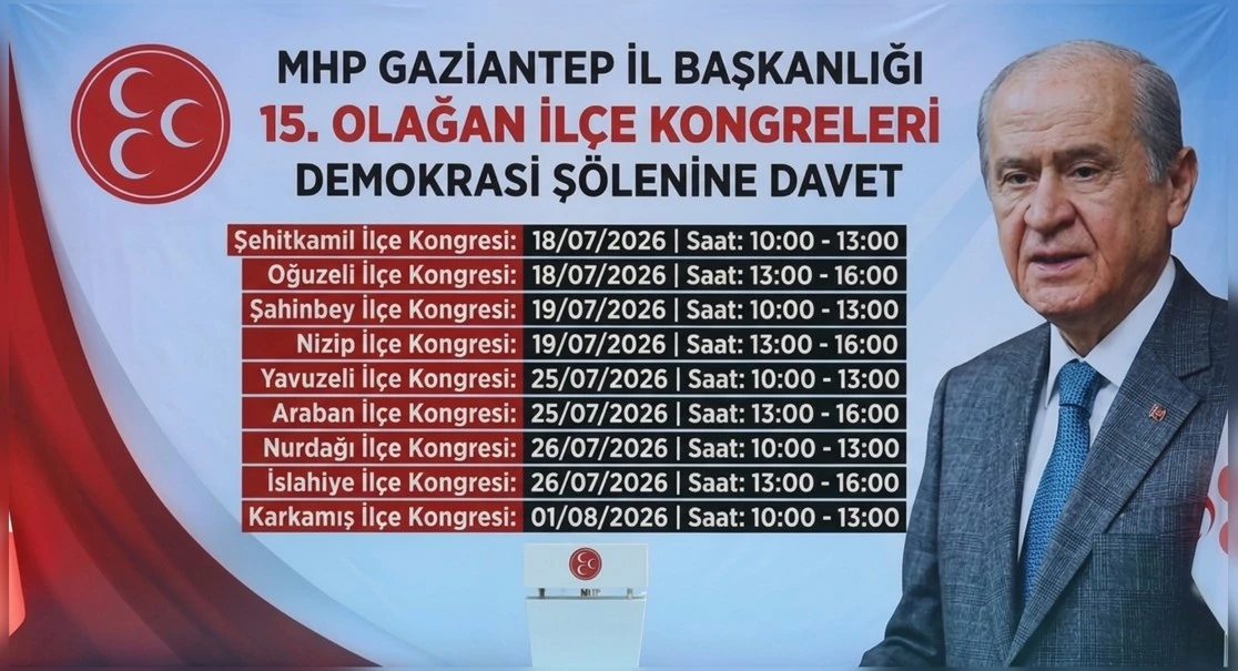 MHP GAZİANTEP İL&Ccedil;E TEŞKİLATLARI 15. OLAĞAN KONGRE TAKVİMİ A&Ccedil;IKLANDI