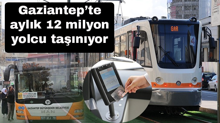 Gaziantep’te aylık 12 milyon yolcu taşınıyor 