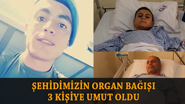 Şehidimizin organ bağışı, 3 kişiye umut oldu