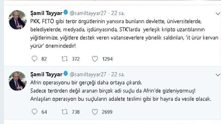 Afrin operasyonuna yönelik tepkilere atasözlü cevap