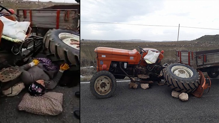 Traktör tekerleğinin altında kalan kadın yaralandı